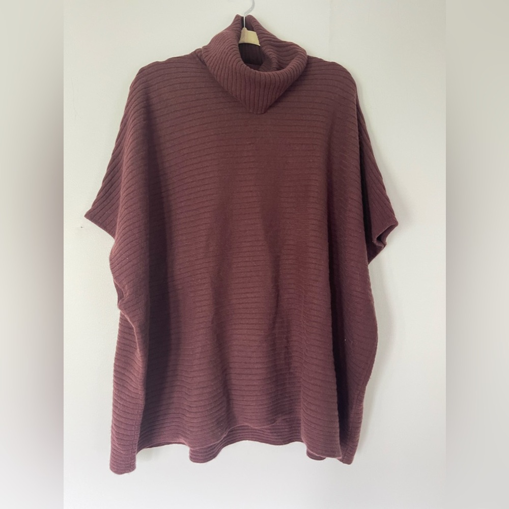 Garnet Hill Cashmere Ribbed Turtleneck Poncho. Size S